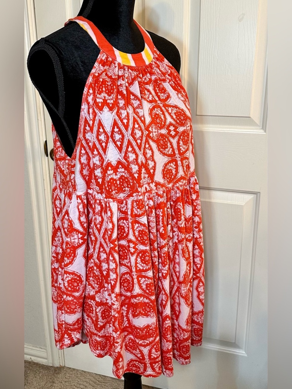Free People Mimi Halter Tunic Top Small High Low Boho Beach Cover Up Oversized - Picture 6 of 16